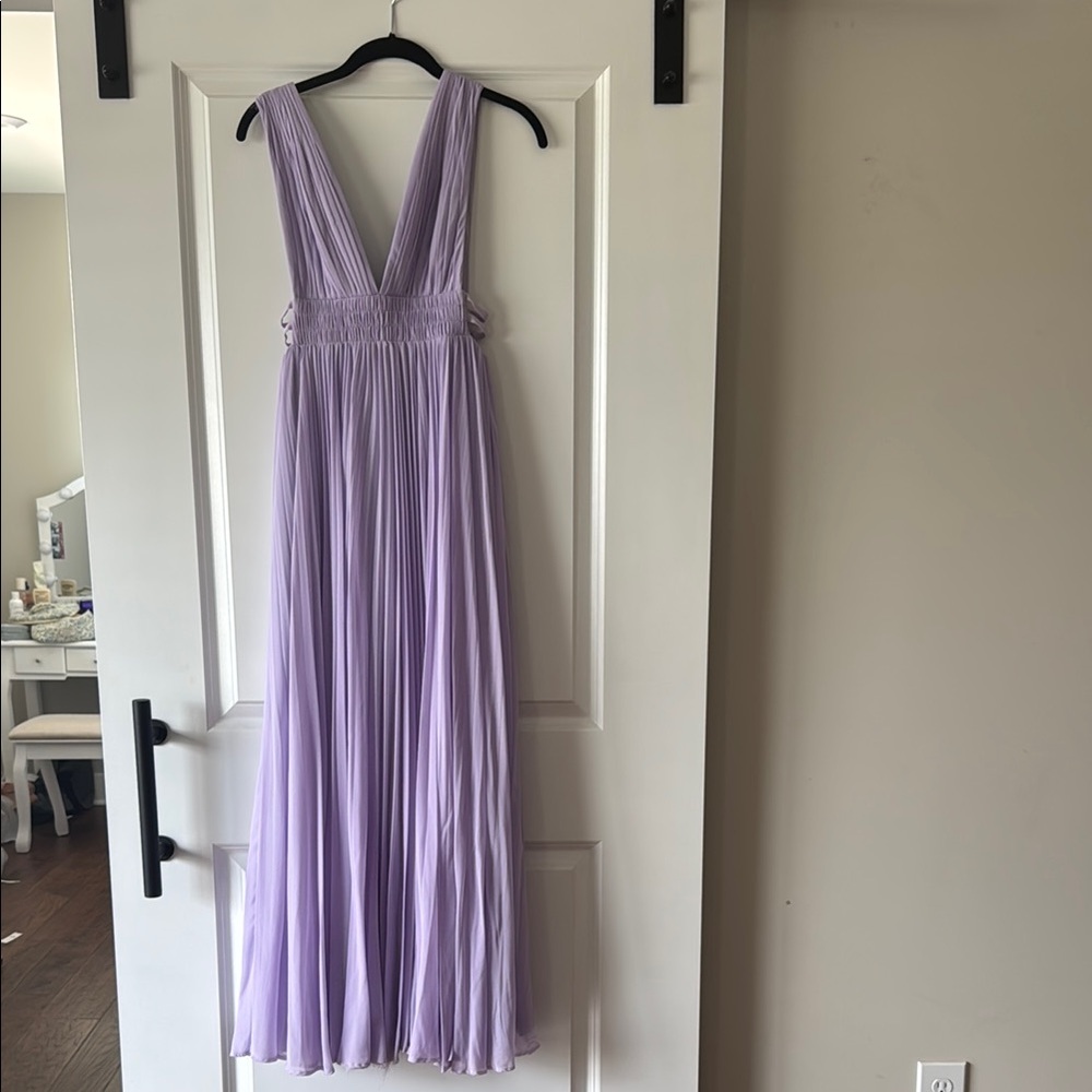 Fame and Partners Purple Pleated Maxi Gown